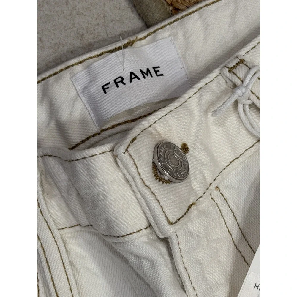 NWT $248 Frame Women's High Rise Wide Leg Crop Jeans ECRU Denim 4 Palazzo 25‎